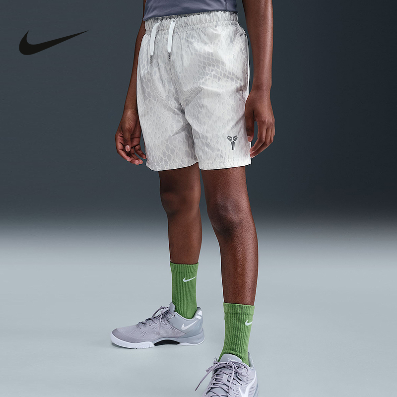 NIKE耐克科比大童防泼水轻便篮球短裤夏季男女童运动裤IB7082-100