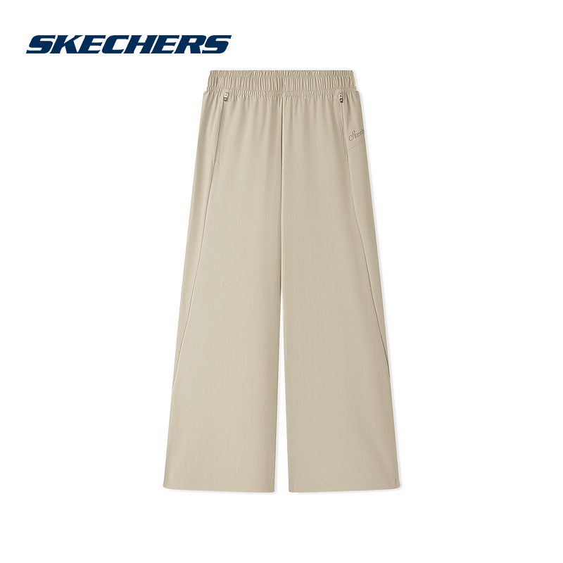 Skechers斯凯奇25夏女士舒适透气百搭梭织直通长裤 L225W202/00V8