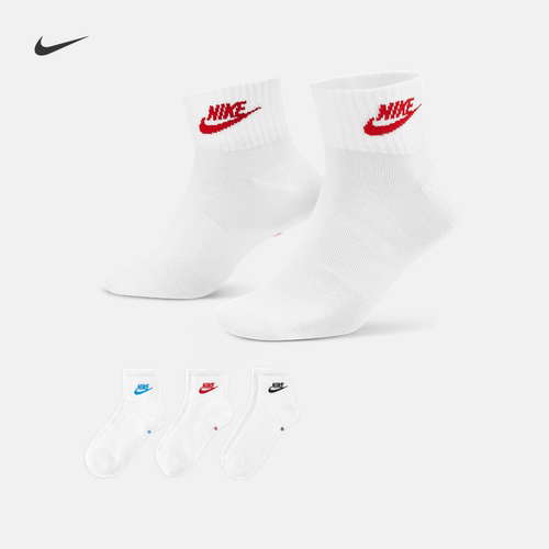 NIKE耐克袜子秋季新款男袜女袜运动休闲袜三双装袜子DX5074-911
