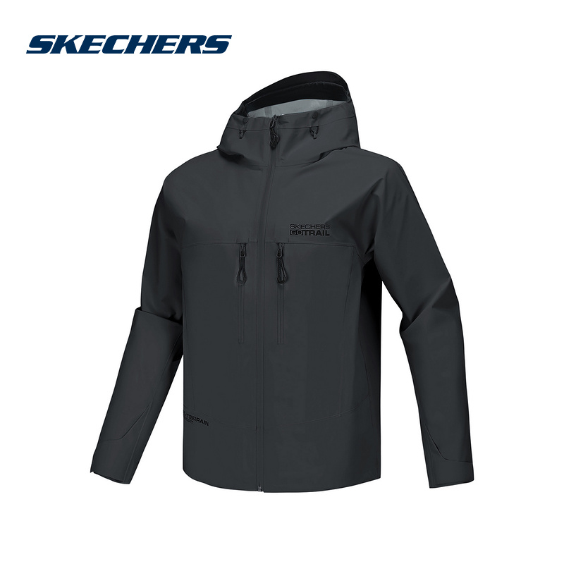 Skechers斯凯奇春新款男士防泼水防风舒适连帽外套 P125M002/053B