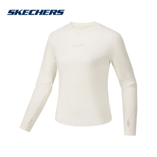 P226W184 T恤 SKECHERS斯凯奇白色打底杉2026夏女圆领简约修身 长袖