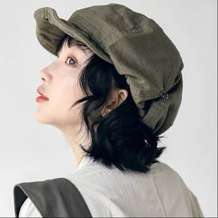 秋冬日系文艺贝雷帽蓓蕾八角帽小众潮流帽子显脸小复古女款画家帽