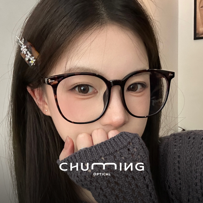 复古玳瑁色超大框眼镜近视女可配度数素颜神器大脸专用显瘦眼睛架