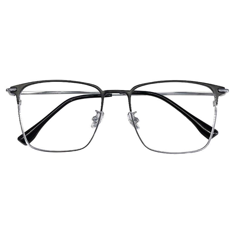 超轻加宽黑色半框眼镜男款近视可配度数斯文痞帅细边方框眼睛框架