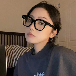 黑框素颜眼镜女防蓝光近视可配有度数大脸显瘦粗边方框镜架韩版 潮