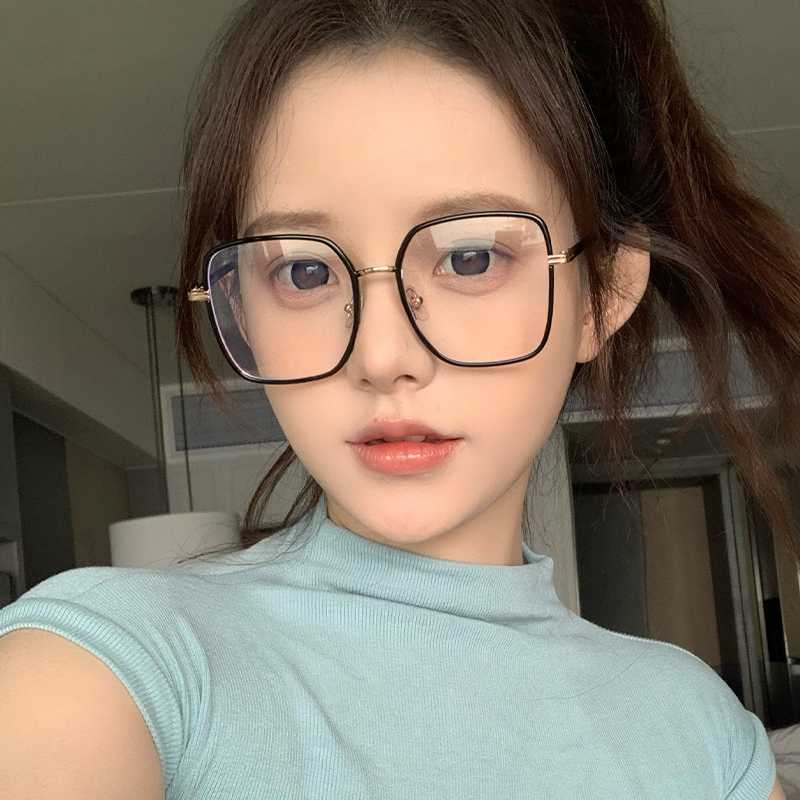 初明超大框素颜眼镜近视女