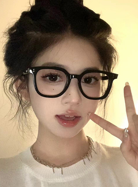 超轻黑框素颜眼镜女可配近视有度数防蓝光大脸显瘦方框韩版眼睛架