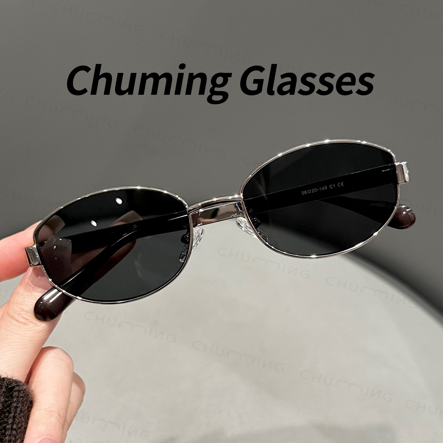 老钱风金属椭圆框太阳镜女近视度数可配轻奢复古墨镜防晒防紫外线