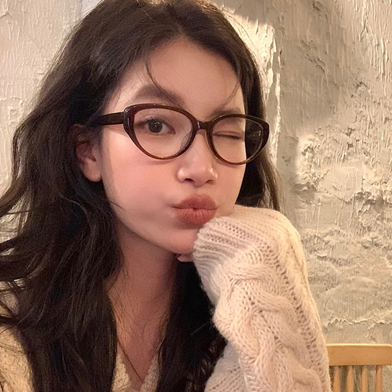 初明板材猫眼眼镜可配近视女