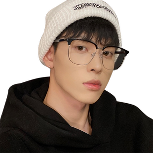 超轻半框斯文防蓝光眼镜男款近视可配度数大框眼睛镜框架大脸显瘦