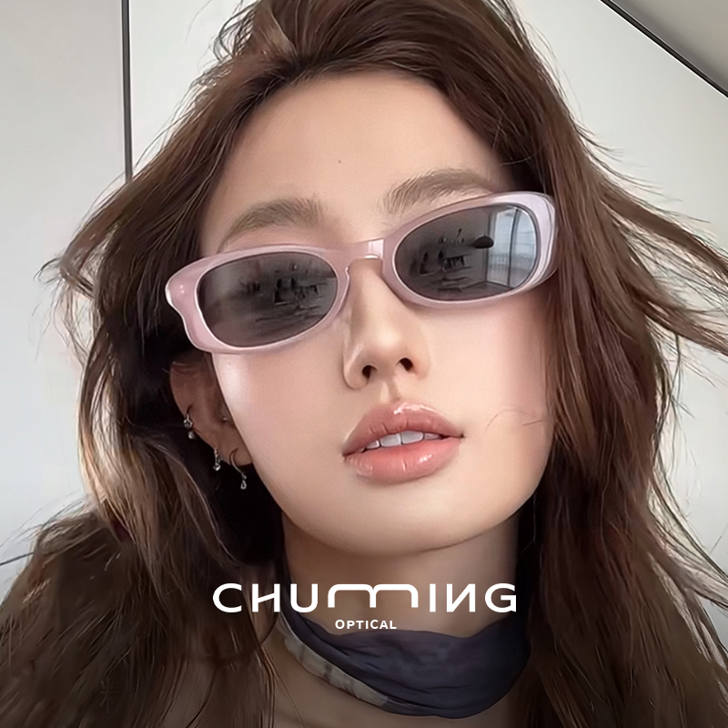 初明小粉框蝶形墨镜女款高清镜片