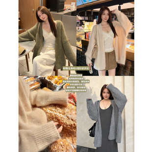 SG/杨依姗 FW绵羊毛桑蚕丝山羊绒慵懒开衫针织衫毛衣外套毛衫女秋