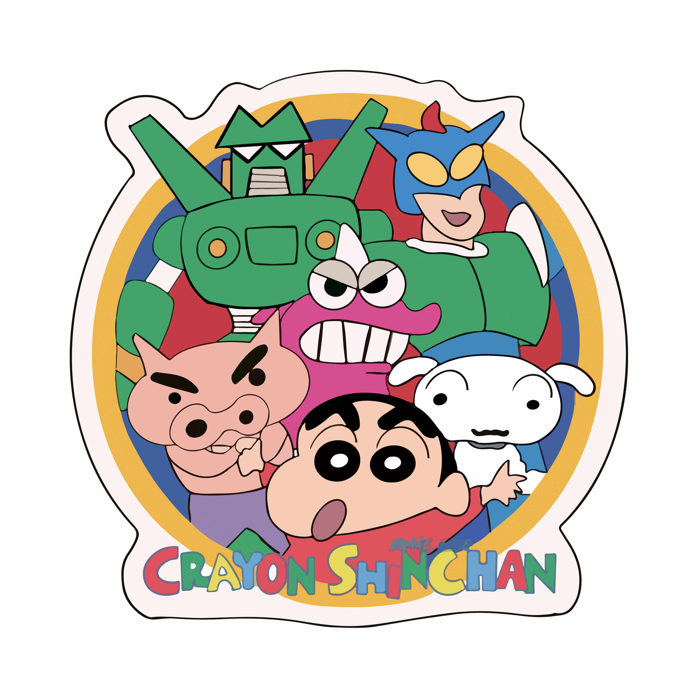 可爱蜡笔小新插画贴纸卡通图案印花烫画热转印a级过粉白墨烫画