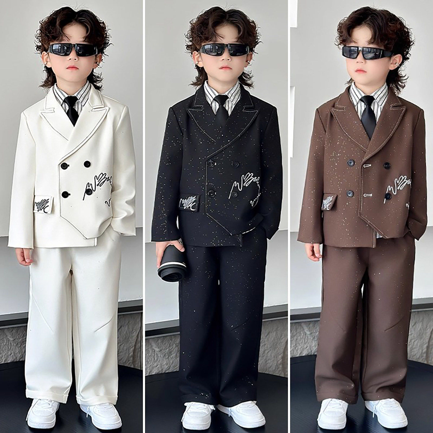 法国Uamtor儿童西装套装洋派男童生日西服秋冬钢琴演出服花童礼服