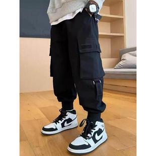 英国Next kiss男童裤子春工装裤帅气2025新款儿童冬季加绒休闲裤