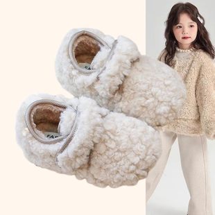 法国Uamtor女童毛毛鞋2025秋冬新款儿童棉鞋加绒豆豆鞋女宝宝鞋子