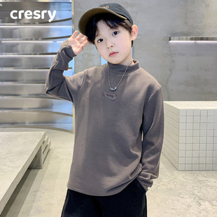 韩国CRESRY童装潮牌男童德绒打底衫秋冬季2025新款中大童长袖T恤