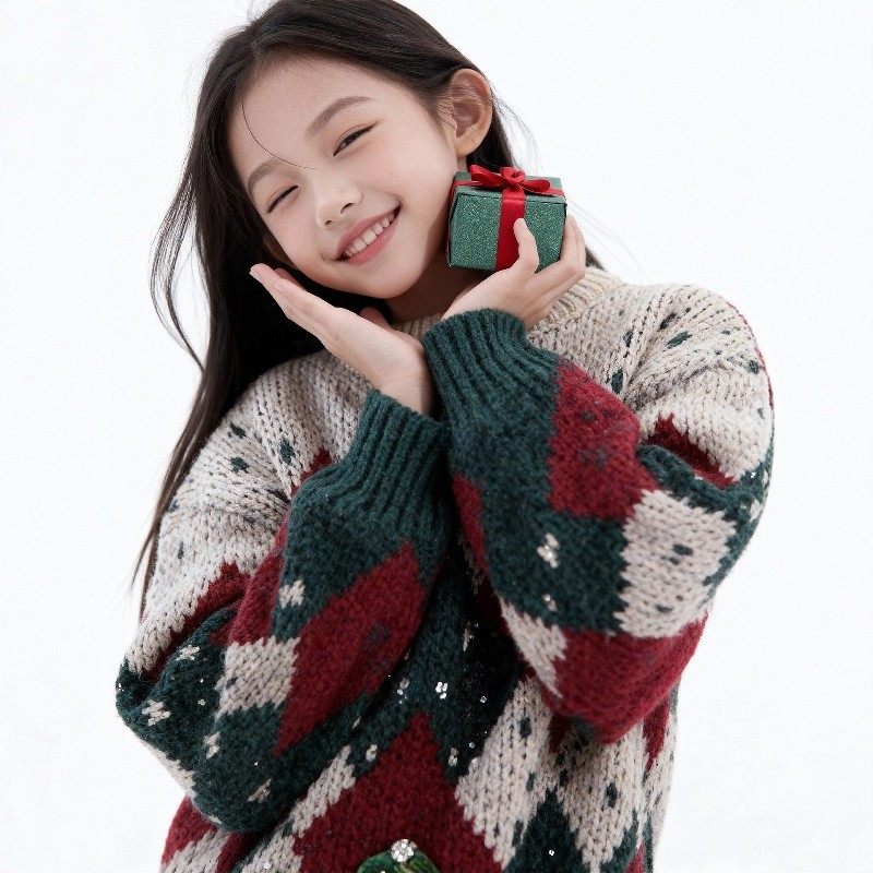 法国BADNUT女童毛衣秋冬季2025新款儿童甜美百搭中大童耶诞节卫生,童装/婴儿装/亲子装,毛衣/针织衫,淘宝优惠券,粉丝福利购,淘宝优惠卷