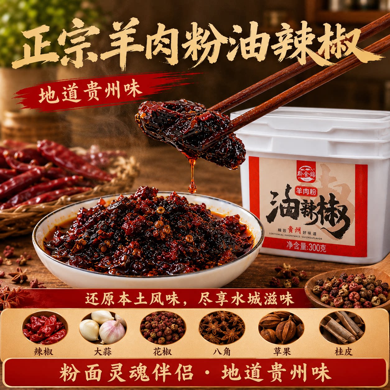 贵州水城羊肉粉油辣椒家用吃粉吃面特产自制香辣油泼辣子凉拌
