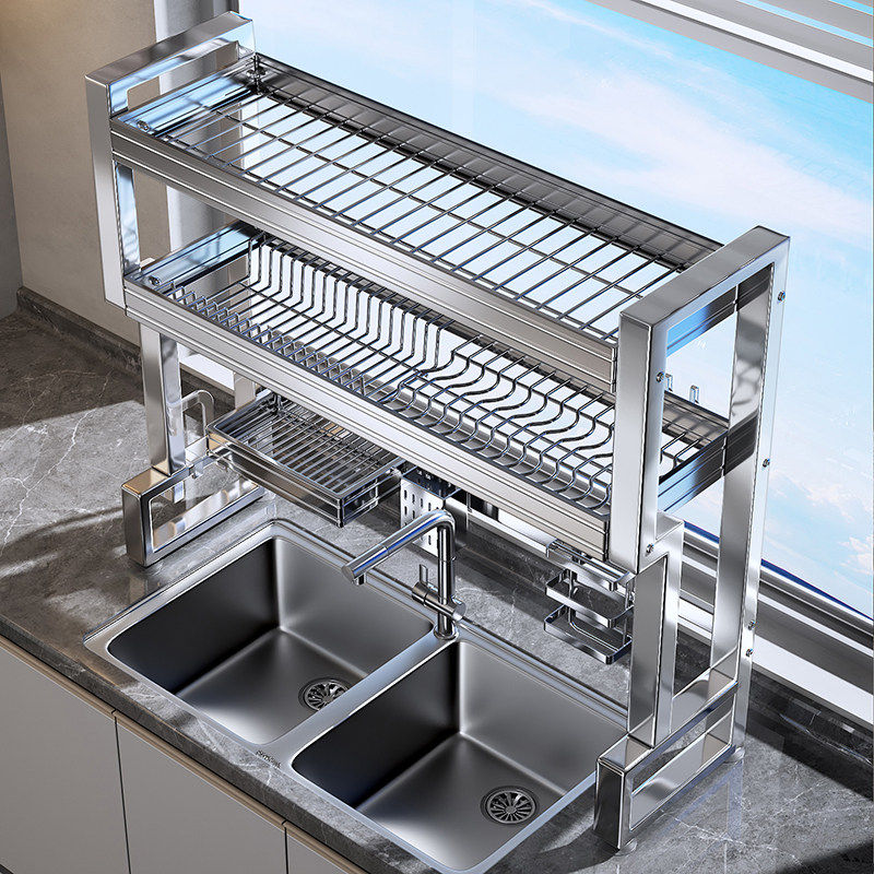 304不锈钢厨房水槽置物架洗碗槽碗碟收纳架水池上放碗盘沥水碗架