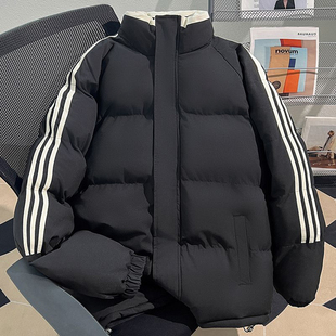 美式三条杠羽绒棉服女学生冬季新款初中高中学生加厚保暖棉袄外套