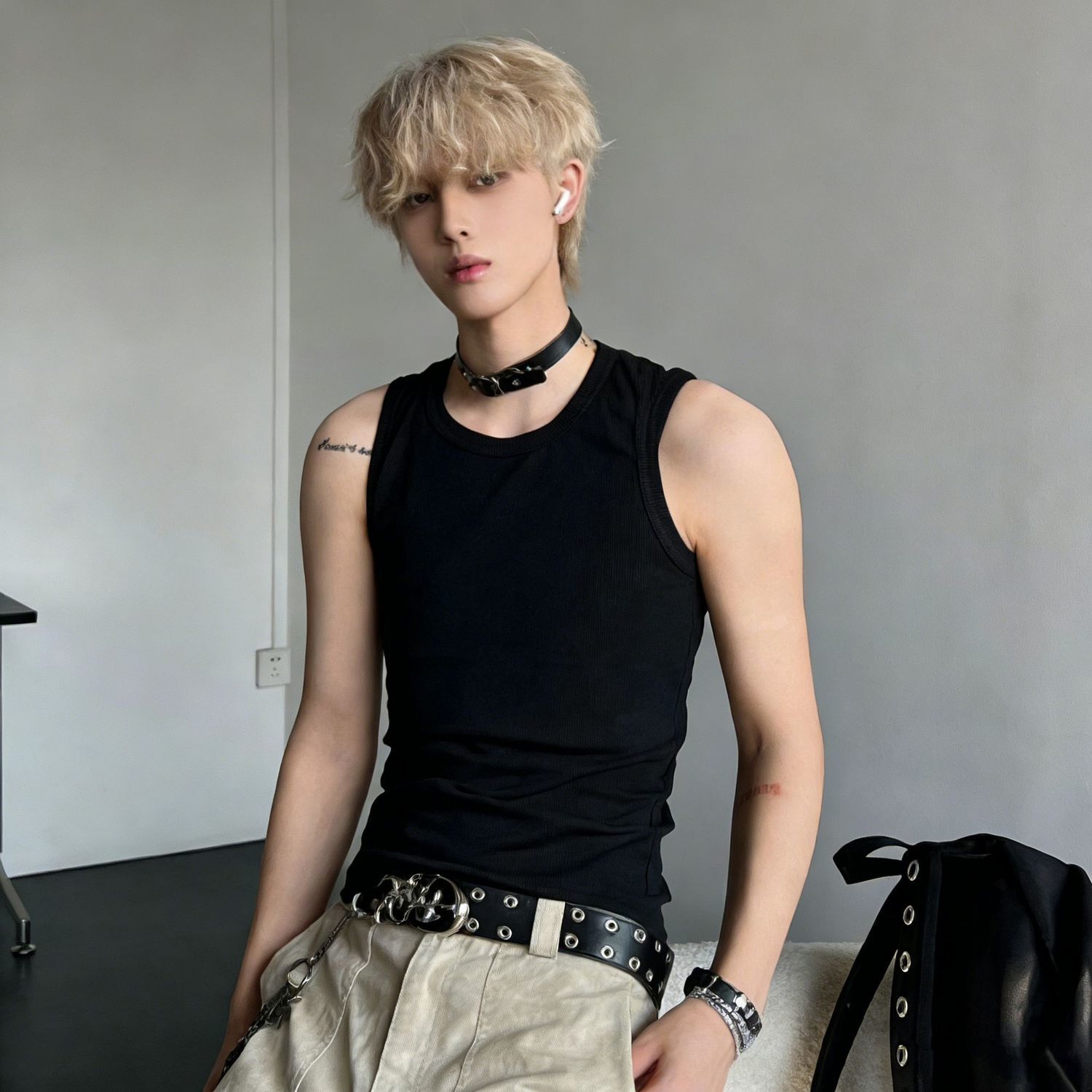 美式背心男士夏季舒适修身纯色休闲运动猛男健身夏天显瘦螺纹上衣