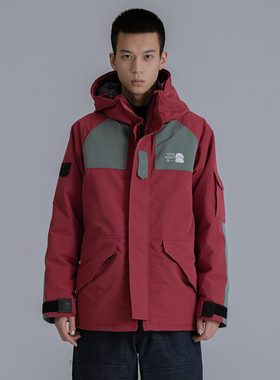 AzureMountain/蔚蓝山脉灰鸭绒羽绒服派克大衣男连帽防寒厚外套