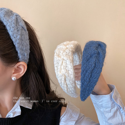 克莱因蓝毛绒宽边发箍