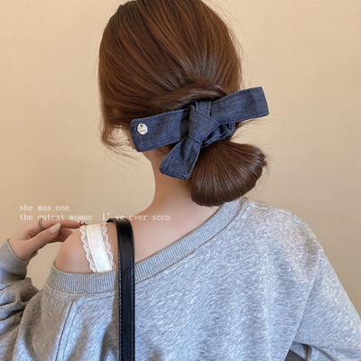 牛仔蝴蝶结小肠圈发绳