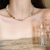 彩色民族风多巴胺琉璃串珠项链女新中式 复古高级感气质锁骨颈链