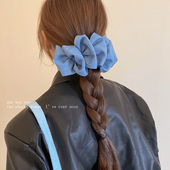 蓝色牛仔泡泡云朵鸭嘴夹超仙发量加大号后脑勺横夹新款 气质头饰