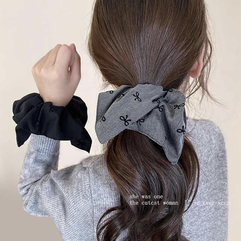 气质蝴蝶结方巾发圈新款