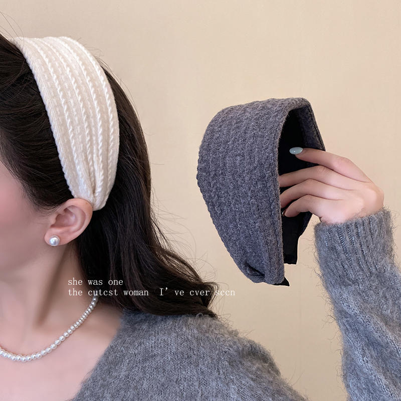 韩系麻花纹理针织发箍