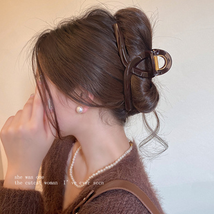 简约韩系大号鲨鱼夹女高级感气质发夹后脑勺发量多发抓夹2025新款