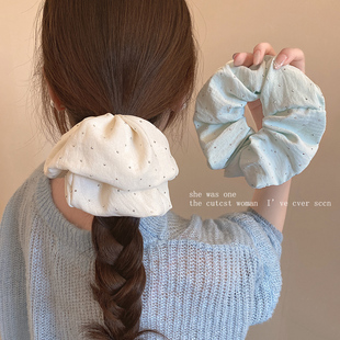 薄荷曼波绿大肠发圈侧马尾肥肠头绳韩系温柔满天星头花气质发饰