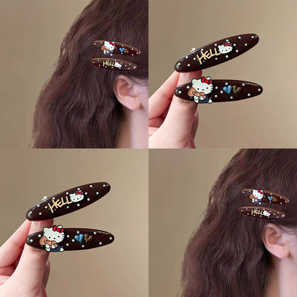 韩国2个装元气少女HelloKitty波点爱心鸭嘴夹精致刘海懒人对夹子