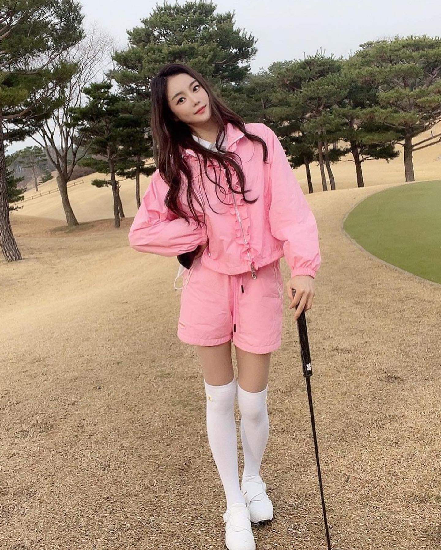 韩国高尔夫球服装女士防风防水外套秋冬拉链带帽显白夹克新款原单