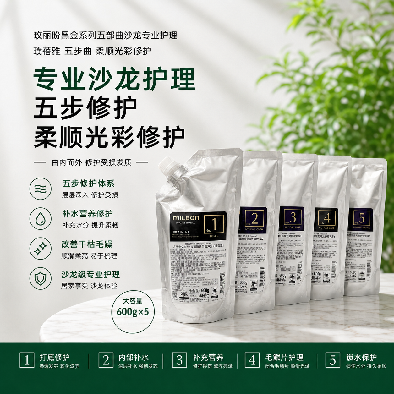 黑金玫丽盼全球化milbon超高端五部曲沙龙护理专业发廊樱俪歌璞蓓