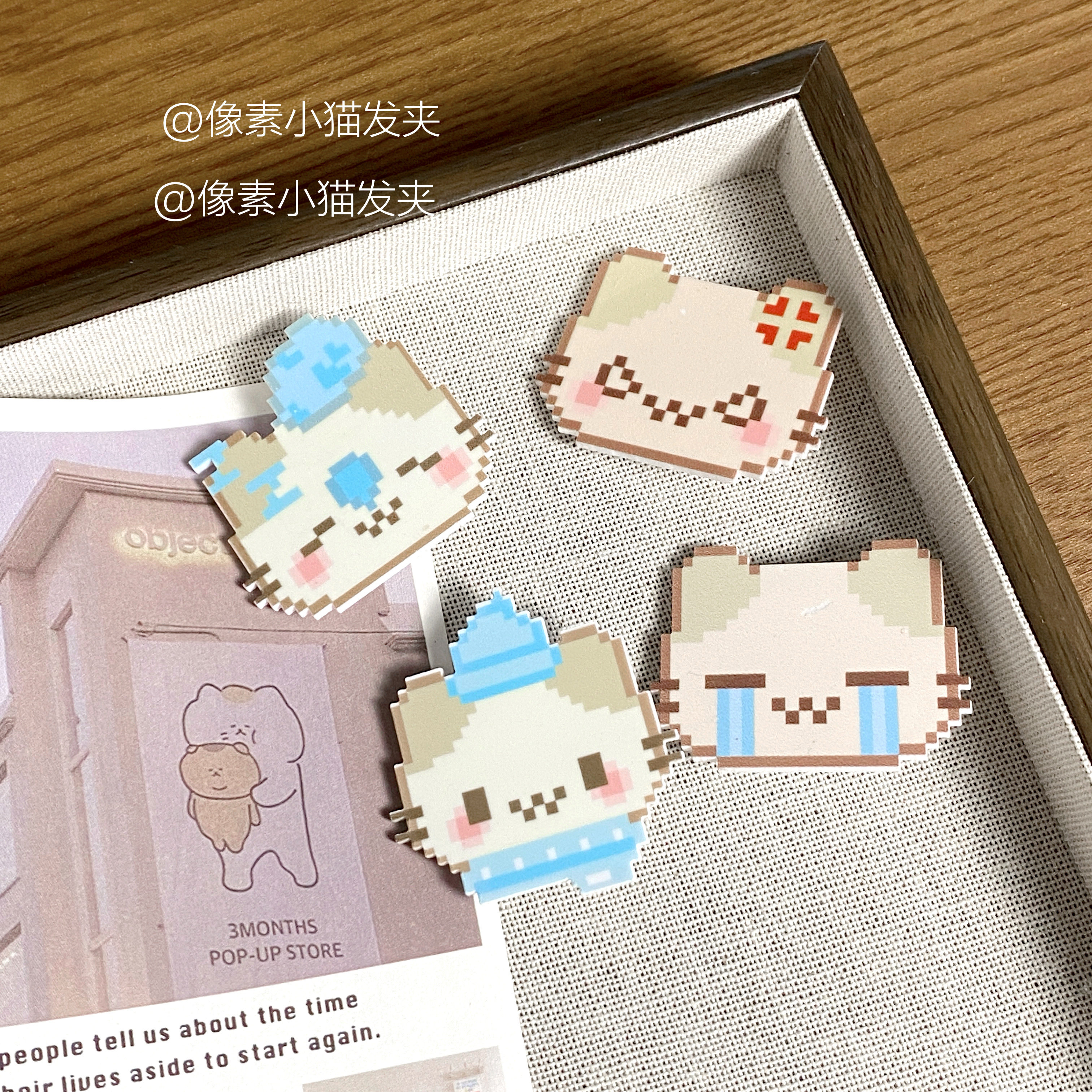 可爱像素风棉花糖猫发夹图片