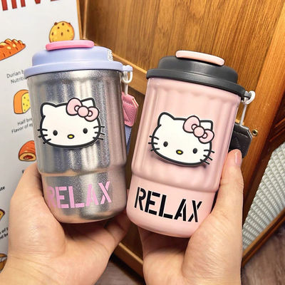 小红书同款HelloKitty水杯316不锈钢女生可学生简约便携保温杯INS