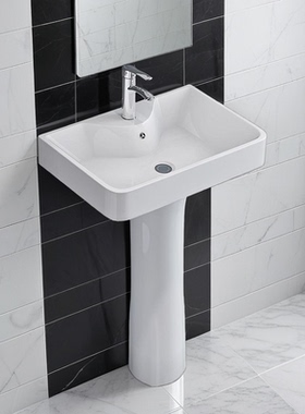 立柱洗手盆一体落地式阳台家用陶瓷长方形底座洗漱台室外阳台面盆