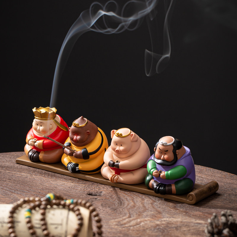 西游记唐僧师徒四人卡通孙悟空猪八戒新中式客厅装饰禅意香插摆件