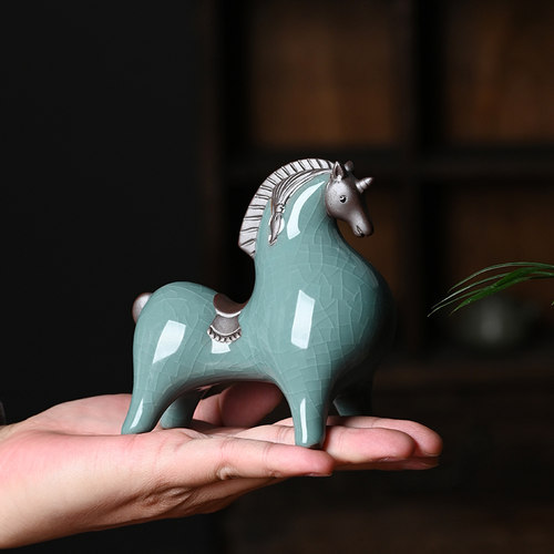 疯猴陶瓷家居摆件新中式客厅唐马