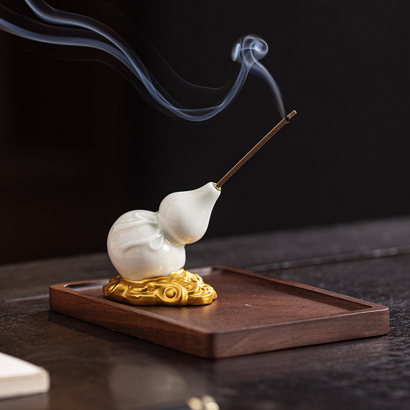 创意陶瓷福禄线香炉家用香插葫芦