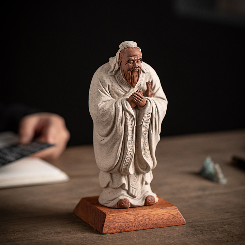 中式陶瓷历史人物孔夫子圣人雕像神像家居书房装饰工艺品孔子摆件