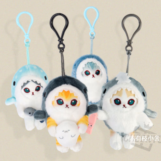 韩国代购mofusand鲨鱼猫咪毛绒玩偶挂件公仔包挂钥匙扣娃娃礼物