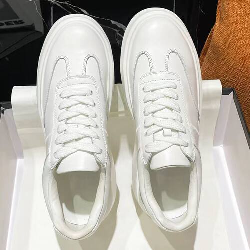 头层牛皮小白鞋女小个子