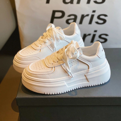 真皮厚底小白鞋女款2025