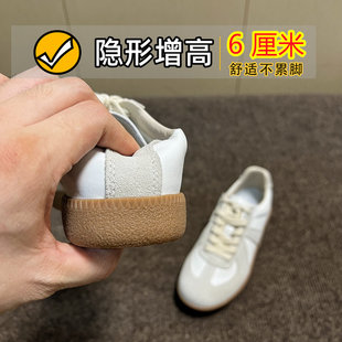 内增高6cm小个子真皮透气芭蕾德训鞋 女 女拼接增高休闲运动阿甘鞋