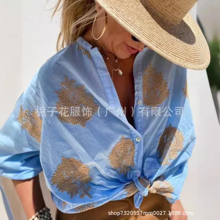 Ladies Women Lapel Shirt Graphic Sleeve Shirt Long Womens